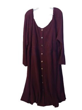 Bloomchic Rib Knit Button Detail Pockets Sweater Dress Purple US Size 26